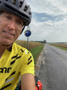 Man riding bicycle on the road