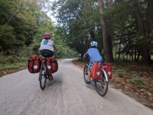 2 Bicycle riders on a bike trail