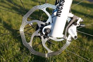 Closeup of bicycle brakes
