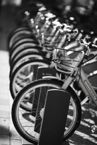 eBikes parked in a row