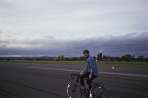 Man riding a bicycle on a highway