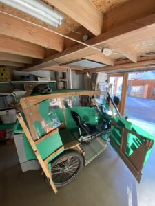 A homemade bicycle with cover